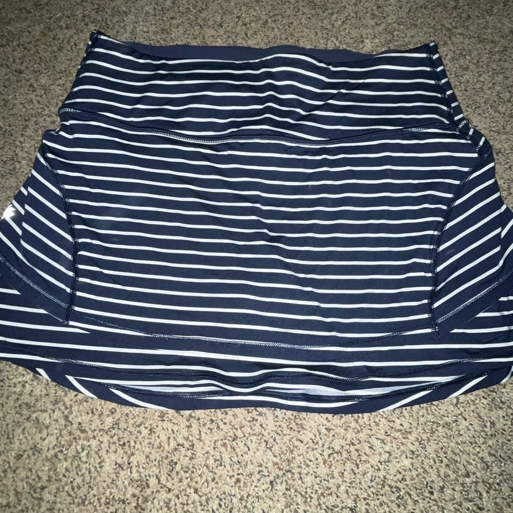 Athleta Navy and White Striped Athletic Skirt/Shorts